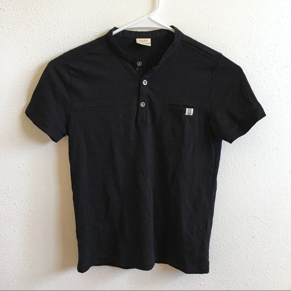 Zara Boys Black T-Shirt with Buttons* - Picture 1 of 3